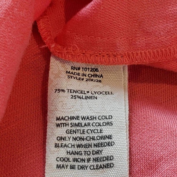 Soft Surroundings Ballard Blouse Top Linen Blend Sunset Coral Womens Large - Picture 7 of 10
